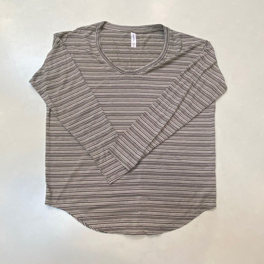 Athleta Cloudlight Stratus Black Ivory Stripe Long Sleeve - Small